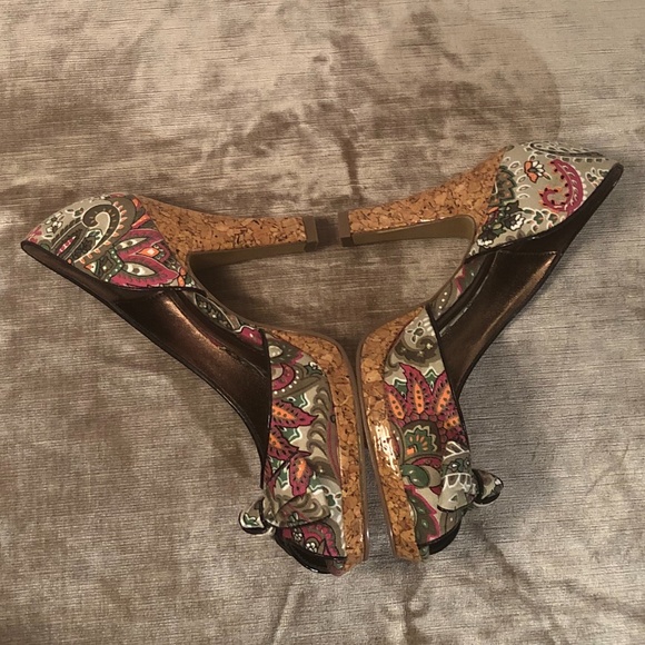 Unlisted Paisley Fabric Peep Toe Heels - Picture 5 of 12